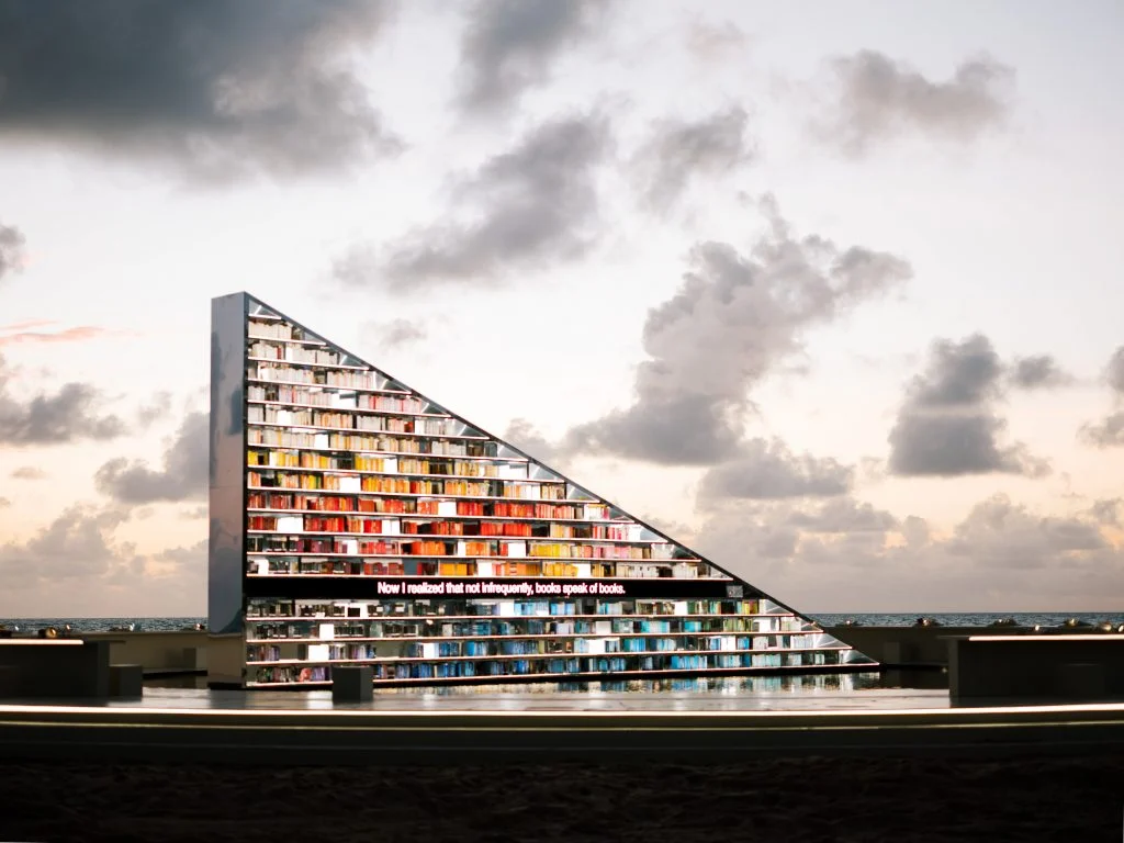Es Devlin’s Towering Beachfront Library Illuminates Miami Art Week